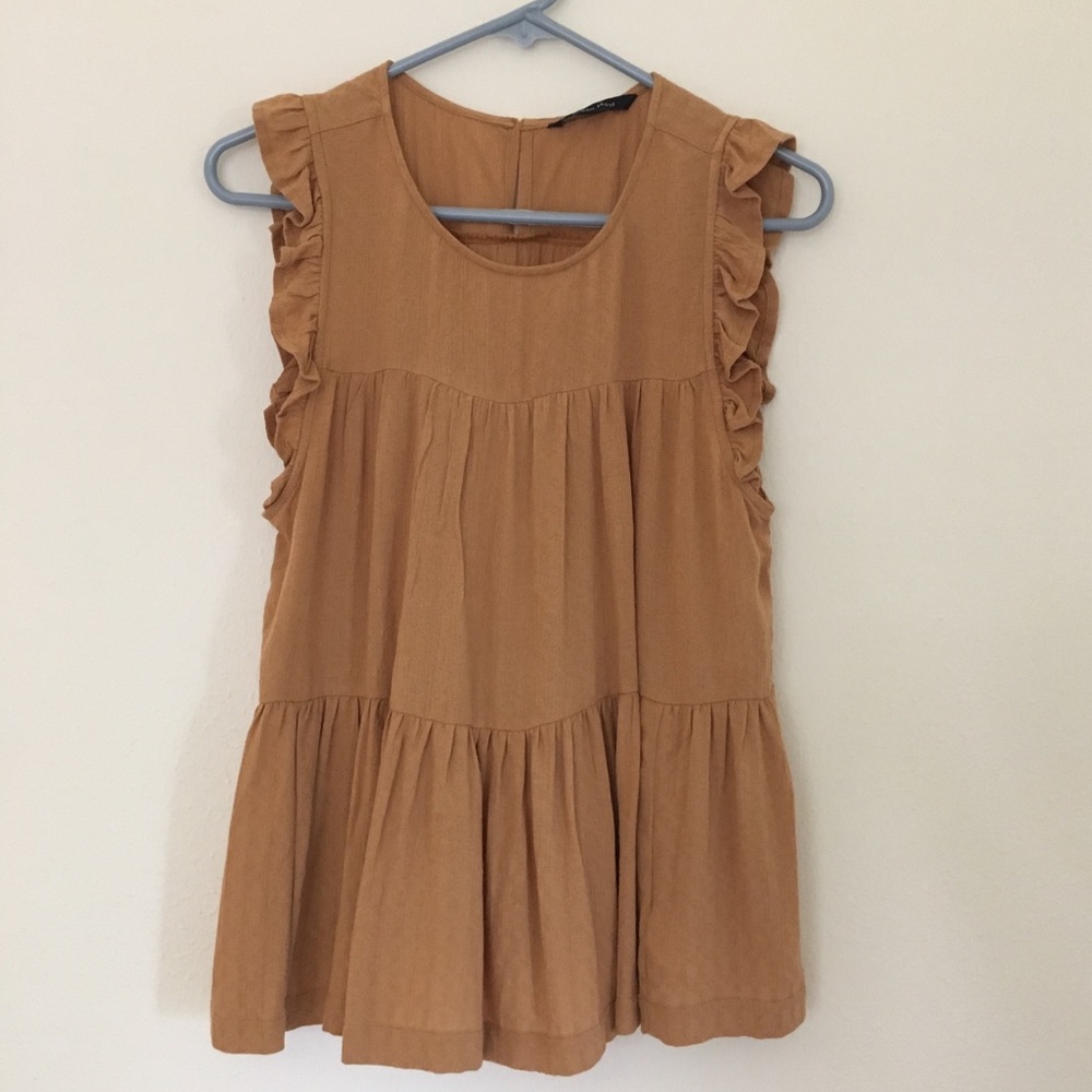 Mustard Flowy Sleeveless Top